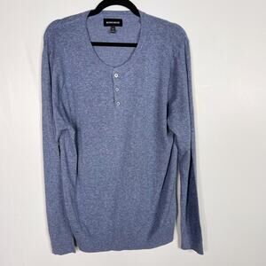 Bonobos Mens Large L Blue Henley Pullover Sweater Lightweight Cotton Hemp Silk